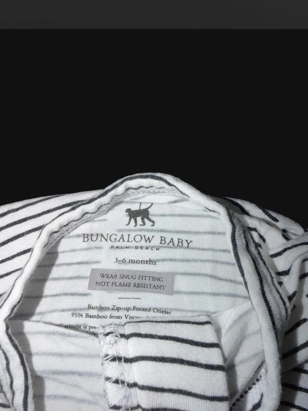 Bungalow Baby Striped Infant Zip-Up Onesie - White & Black